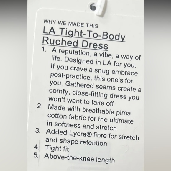 - Lululemon LA Ruched Tight to Body Dress - Picture 5 of 5
